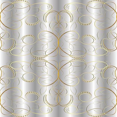 Ssilver gold vintage 3d seamless pattern.のイラスト素材