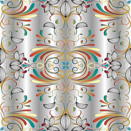 Elegance floral paisleys seamless pattern.のイラスト素材