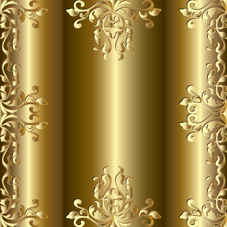 Baroque gold seamless frame pattern. With place for text or desiのイラスト素材