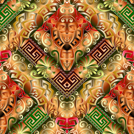 3d greek vector seamless pattern.のイラスト素材