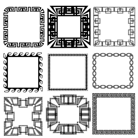 Square greek key meander border frame patterns set.のイラスト素材