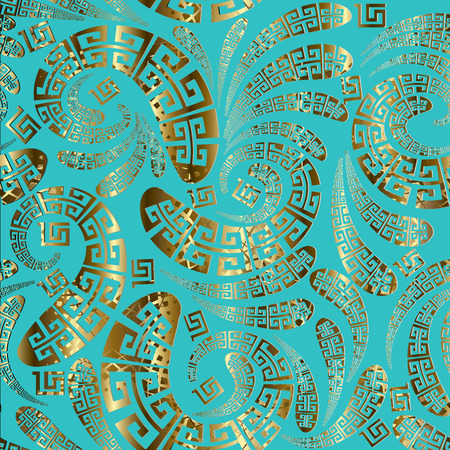 Greek style floral paisley seamless vector pattern.のイラスト素材