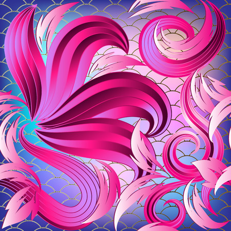 Bright colorful floral 3d vector seamless pattern.のイラスト素材