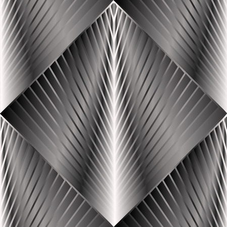 Geometric modern 3d vector seamless pattern. Abstract textured background. Striped surface tiled ornament. Geometry shapes, lines, rhombus. Decor elements with shadows and highlights. Ornate designのイラスト素材