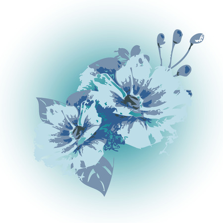 Elegance light blue vector flowers illustration. White floral background. Decorative design. Grunge texture. For wallpapers, fabric, priting, cardsのイラスト素材