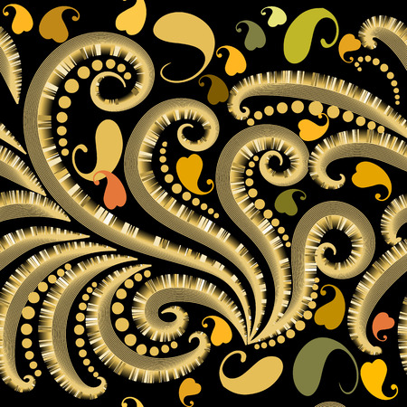 Ornate Paisley vector seamless pattern. Abstract ornamental colorful background. Vintage hand drawn paisley flowers, shapes, curves, swirls. Ethnic style oriental ornament. Modern creative design.のイラスト素材