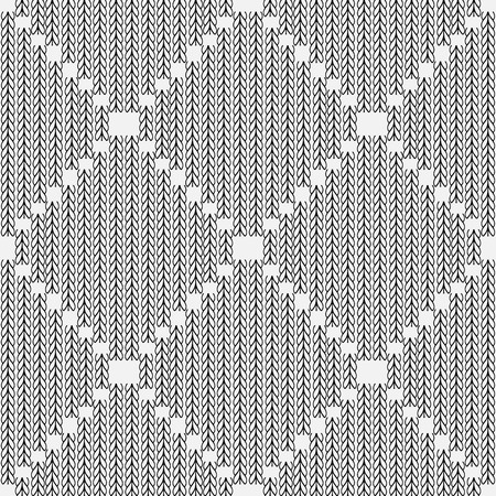 Stylish black and white knitted seamless pattern. Ornamental abstract fancywork white background. Embroidery ornament. Tapestry  decorative design. Embroidered texture. Braided textured templateのイラスト素材