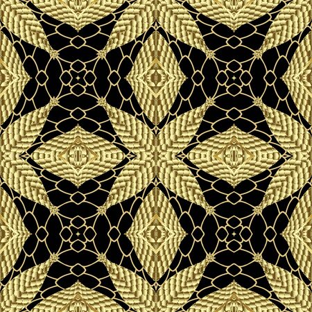 Gold textured abstract vector seamless pattern. Tribal ornamental lace background. Repeat ethnic...