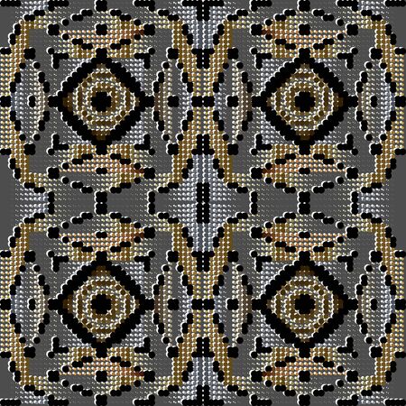 Digital style halftone abstract vector seamless pattern. Geometric modern half tone background....