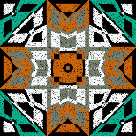 Textured stippled grunge colorful seamless pattern. Vector ornamental geometric tribal background. Ethnic style repeat patterned backdrop. Ornate modern decorative stipple texture. Endless designのイラスト素材