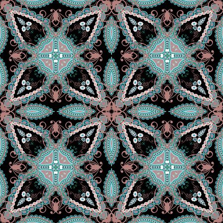 Floral colorful abstract vector Paisley seamless pattern. Doodle hand drawn ethnic tribal arabic...