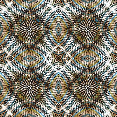 Grunge textured lines vector seamless pattern. Geometric tapestry tribal background. Repeat...