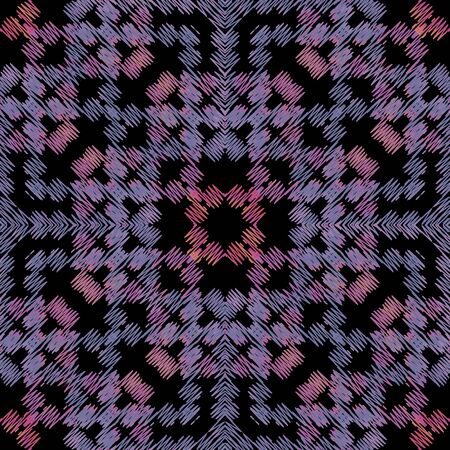 Tapestry colorful violet seamless pattern. Embroidery ornamental vector background. Ethnic grunge...