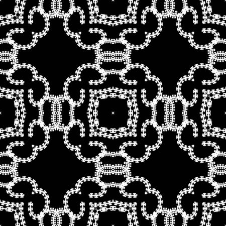 Vintage line art floral arabic vector seamless pattern. Black and white ornamental ethnic...