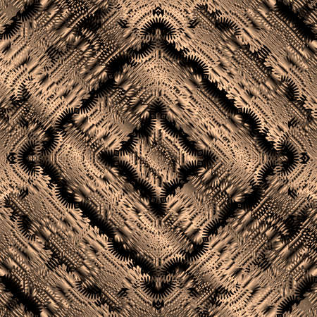 Textured grunge 3d vector seamless pattern. Abstract modern rough background. Dirty surface repeat...