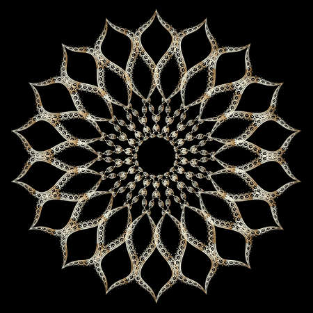 Lace floral arabic mandala. Elegance lacy gold pattern. Ornamental arabesque vector background....