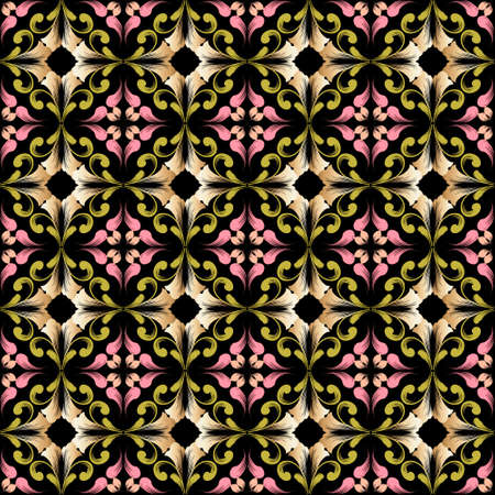 Ethnic style Paisley seamless pattern. Colorful floral ornamental background. Decorative elegant repeat backdrop. Old style elegance paisley flowers, leaves, swirls. Beautiful ornate luxury ornament.のイラスト素材