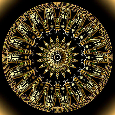 Greek round vector mandala pattern. Luxury arabic style floral background. Greek frames, lines,...