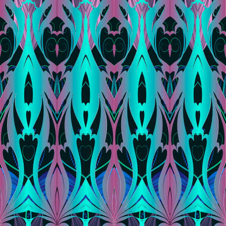 Floral seamless border pattern. Colorful ornamental lace background. Repeat decorative patterned...