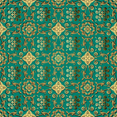 Floral vintage seamless pattern. Ornamental beautiful Baroque background. Gold Damask ornament....