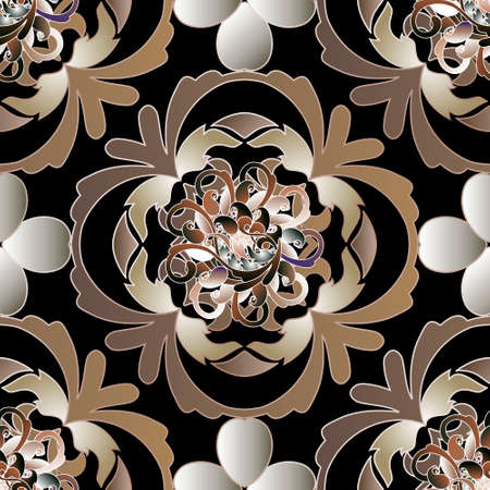 Floral Paisley seamless pattern. Vintage patterned background. Vector ethnic style paisley flowers, leaves, shapes. Repeat colorful ornaments. Decorative ornate design for wallpaper, print, fabric.のイラスト素材