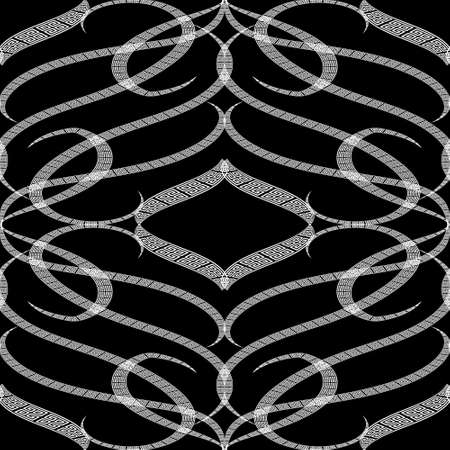Vintage black and white greek seamless pattern. Ornamental vector background. Geometric repeat...