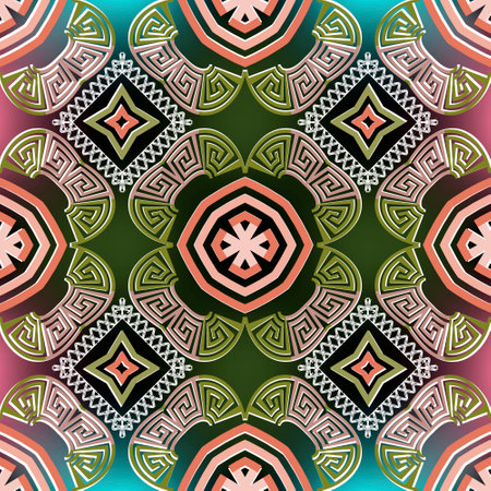 Floral vector seamless pattern. Abstract tribal ethnic style glow background. Repeat colorful...