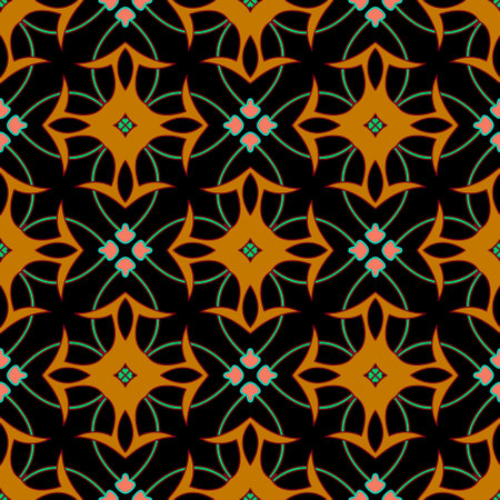 Abstract floral seamless pattern. Colorful vintage ornaments on black background. Patterned repeat...