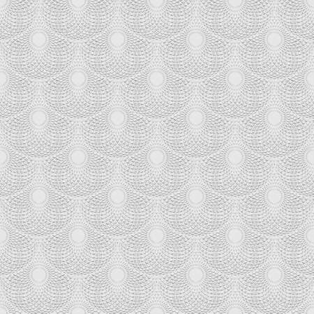 White textured lines mandalas seamless pattern. Vector ornamental light background. Repeat modern backdrop. Fractal line art round shapes, circles. Geometric abstract tiled ornaments. Ornate design.のイラスト素材