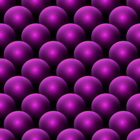 3d shiny violet spheres seamless pattern. Glowing purple balls ornamental background. Repeat geometric vector backdrop. Modern surface ornament. Decorative patterned ornate 3d design. Endless texture.のイラスト素材