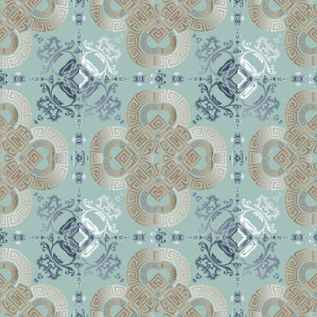 Baroque old style seamless pattern. Floral ornamental background. Repeat vector greek backdrop....