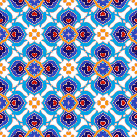 Floral seamless pattern. Ornamental arabesque background. Repeat colorful vector backdrop. Floral ornaments. Vintage flowers, leaves. Beautiful luxury ornate design on white. For fabric, wallpapers.のイラスト素材