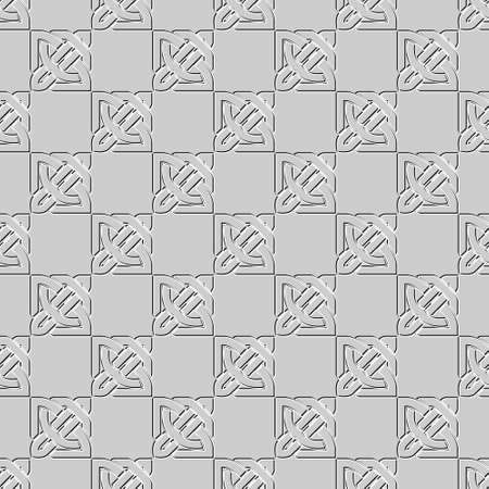 Celtic seamless pattern. Vector gray background. Knots ornaments with embossing effect. Ornate repeat embossed texture. Elegant decorative light backdrop. Ornamental textured design. Surface texture.のイラスト素材