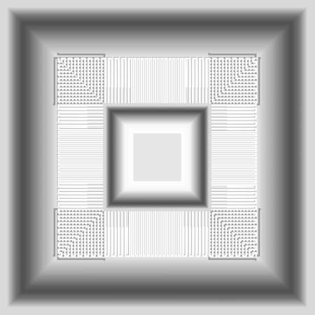 3d white seamless pattern. Vector neumorphism style light background. Surface repeat backdrop. Geometric luxury grunge ornament. Decorative modern design with square frames, shadows, highlights. Tile.のイラスト素材