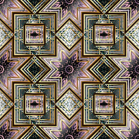 Geometric seamless pattern. Ornamental modern vector background. Floral colorful ornament with...