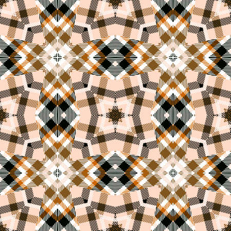 Modern scottish style striped seamless pattern. Tartan colorful vector background. Grunge geometric repeat backdrop. Tribal ethnic abstract textured ornaments. Stripes, zigzag lines, geometry shapes.のイラスト素材
