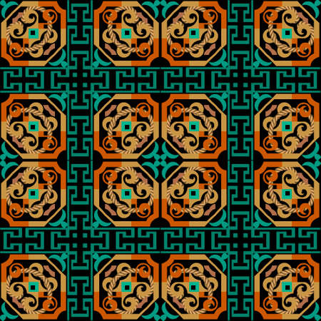 Plaid tartan greek style seamless pattern. Tribal ethnic vector colorful background. Repeat abstract...