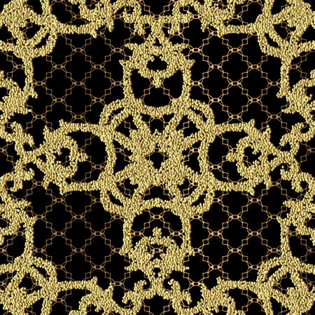 Textured luxury gold 3d seamless pattern. Grunge stippled lace backdround. Repeat vector dotted...