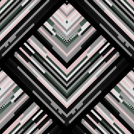 Striped textured seamless pattern. Vector ornamental halftone background. Repeat geometric half tone...