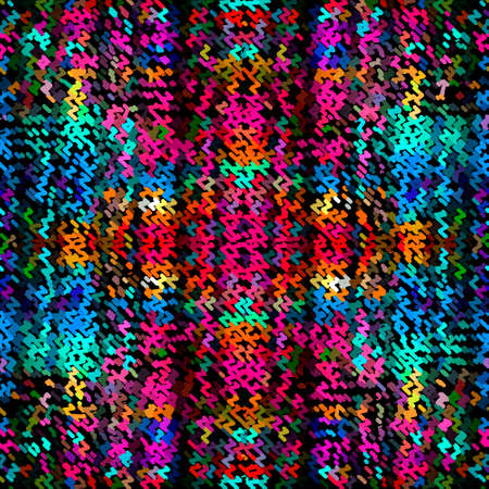 Colorful doodle zigzag lines seamless pattern. Vector ornamental halftone bright background. Repeat...