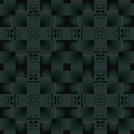 3d modern dark green seamless pattern. Elegant halftone squares surface background. Repeat half tone...