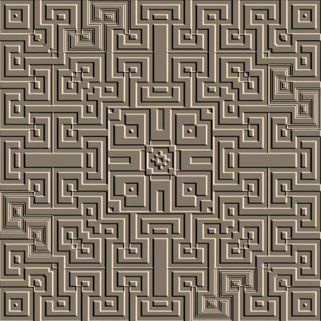 Emboss greek 3d seamless pattern. Embossed beige relief background. Greek key meanders surface geometric ornament. Abstract repeat textured backdrop. Embossing endless 3d texture. Ornate design.のイラスト素材