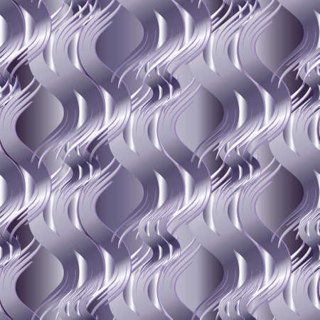 Waves elegance 3d seamless pattern. Ornamental wavy lines Deco background. Repeat decorative ornate backdrop. 3d waves beautiful ornaments. Silk texture. Luxury decoration. Modern elegant design.のイラスト素材