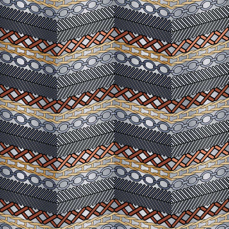 Zigzag 3d seamless pattern. Modern isometric zig zag background. Striped repeat backdrop. Chains,...