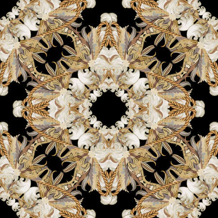Vintage floral seamless pattern. Ornamental Damask vector background. Vintage flowers, leaves....