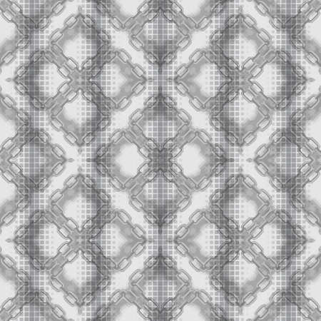 Chains 3d seamless pattern. Halftone square grunge background. Vector repeat patterned backdrop....