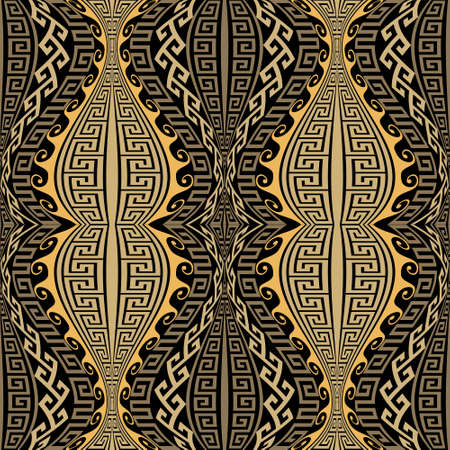 borders. Greek seamless pattern. Ornamental border background. Repeat modern ornament. Tribal ethnic style design. Abstract patterned ornate backdrop. Greek key, meanders, waves, stripes, shapes.のイラスト素材