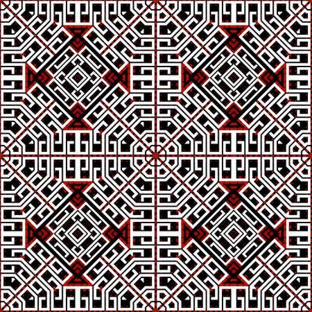 Greek vector seamless pattern. Repeat tribal abstract background. Greek key meanders ethnic style colorful ornament. Geometric ornate modern design. Repeat endless backdrop. trendy geometry design.のイラスト素材