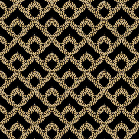 Twisted ropes abstract symmetrical seamless pattern. Intricate ornamental knots background. Repeat geometric modern vector backdrop. Structured abstract ropes waffle rhombus ornaments. endless textureのイラスト素材