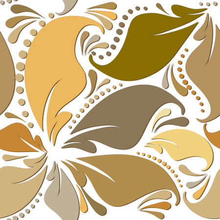 Beautiful floral seamless pattern. Elegance ornamental white background with vintage colorful flowers, leaves, circles, paisley. Repeat vector flourish backdrop in golden colors. floral ornaments.のイラスト素材